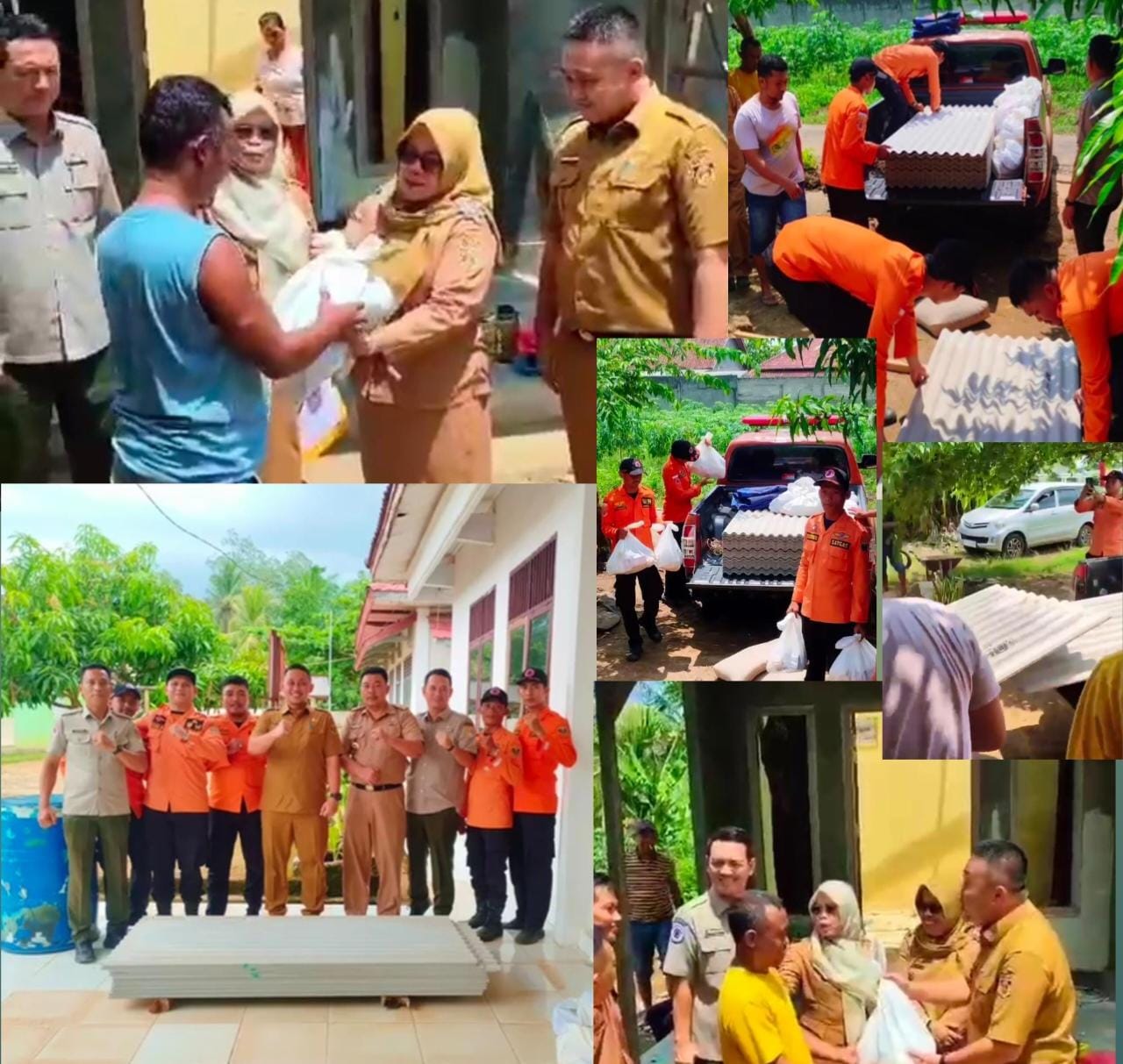 BPBD Lampung Tengah Salurkan Bantuan dan Bersihkan Puing di Lokasi Puting Beliung