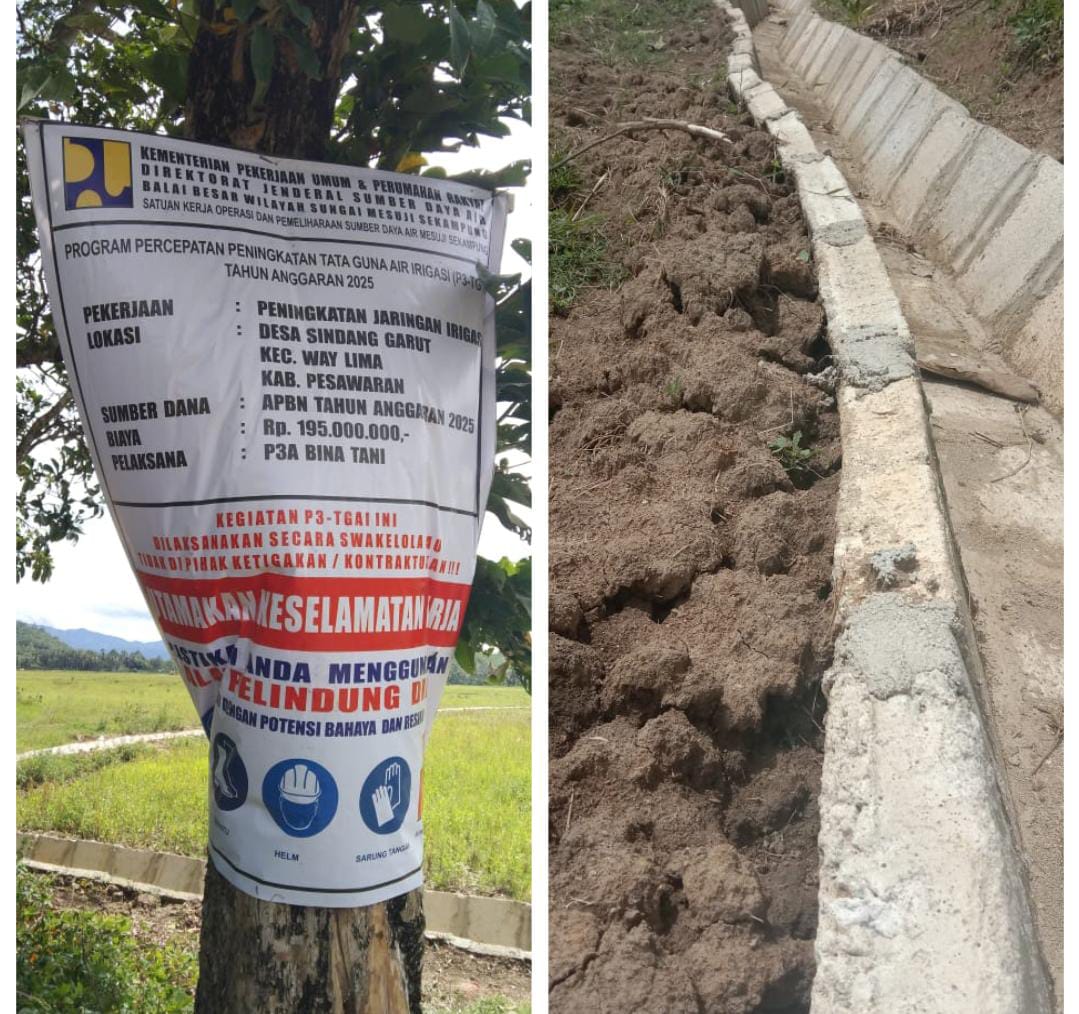 Diduga Asal Jadi, Proyek P3A Desa Sindang Garut Way Lima Dikeluhkan Warga