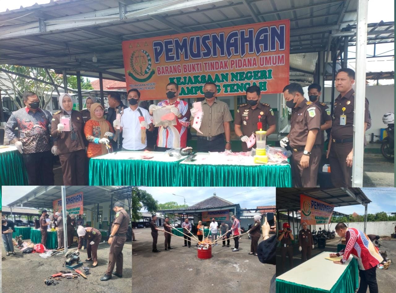 Kejari Lampung Tengah Musnahkan Barang Bukti 55 Perkara Pidana yang Telah Inkrah