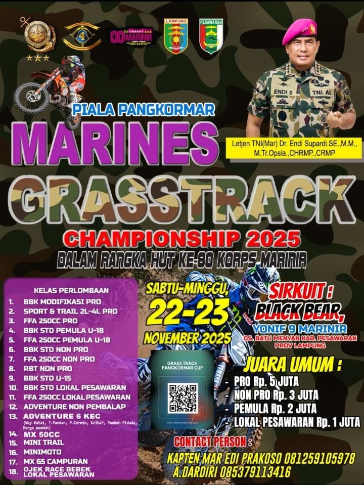 Piala Pangkormar Marines Grasstrack Championship 2025 Siap Guncang Pesawaran
