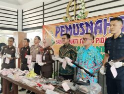 Kejari Lampung Tengah Musnahkan Barang Bukti dari 93 Perkara, Sabu 407 Gram Ikut Dimusnahkan