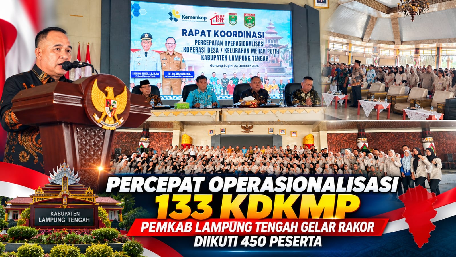 Percepat Operasionalisasi 133 KDKMP, Pemkab Lampung Tengah Gelar Rakor Diikuti 450 Peserta